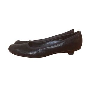 Van Eli Kitten Heel Pump Women Black Textured Patent Accent SIZE 7.5M
